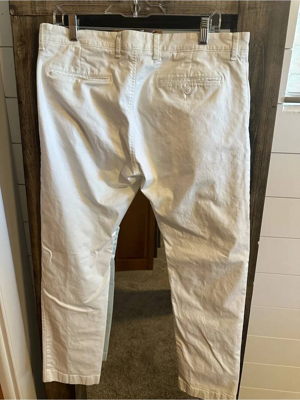 J.Crew Men’s White Stretch Chino Pants Slim Straight W34 L30 Cotton Resort Beach